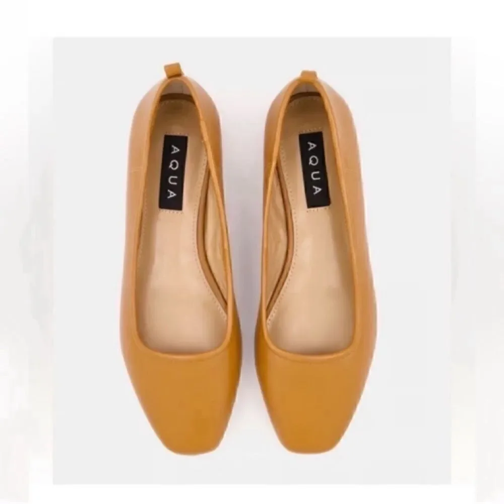 Aqua Leather Tan Flats/Shoes(Size 8.5M)